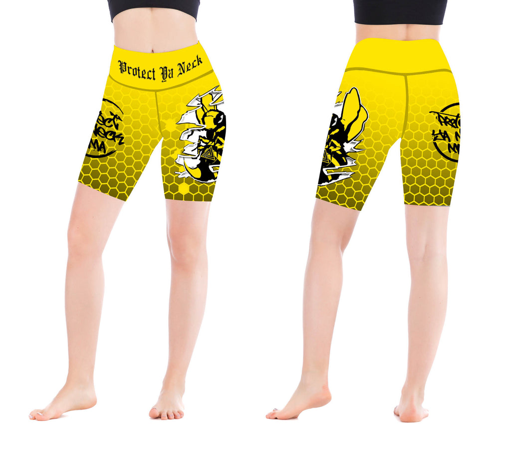 Knee Cut Yellow Compression MMA training shorts