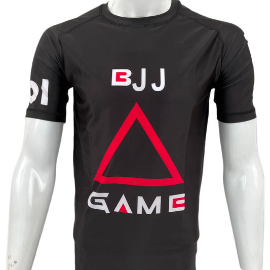 BJJ Game Triangle Black and Pink short sleeve rash guard