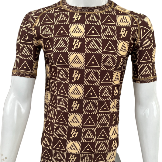 BJJ Luxe short sleeve rash guard triangles BJJ front view