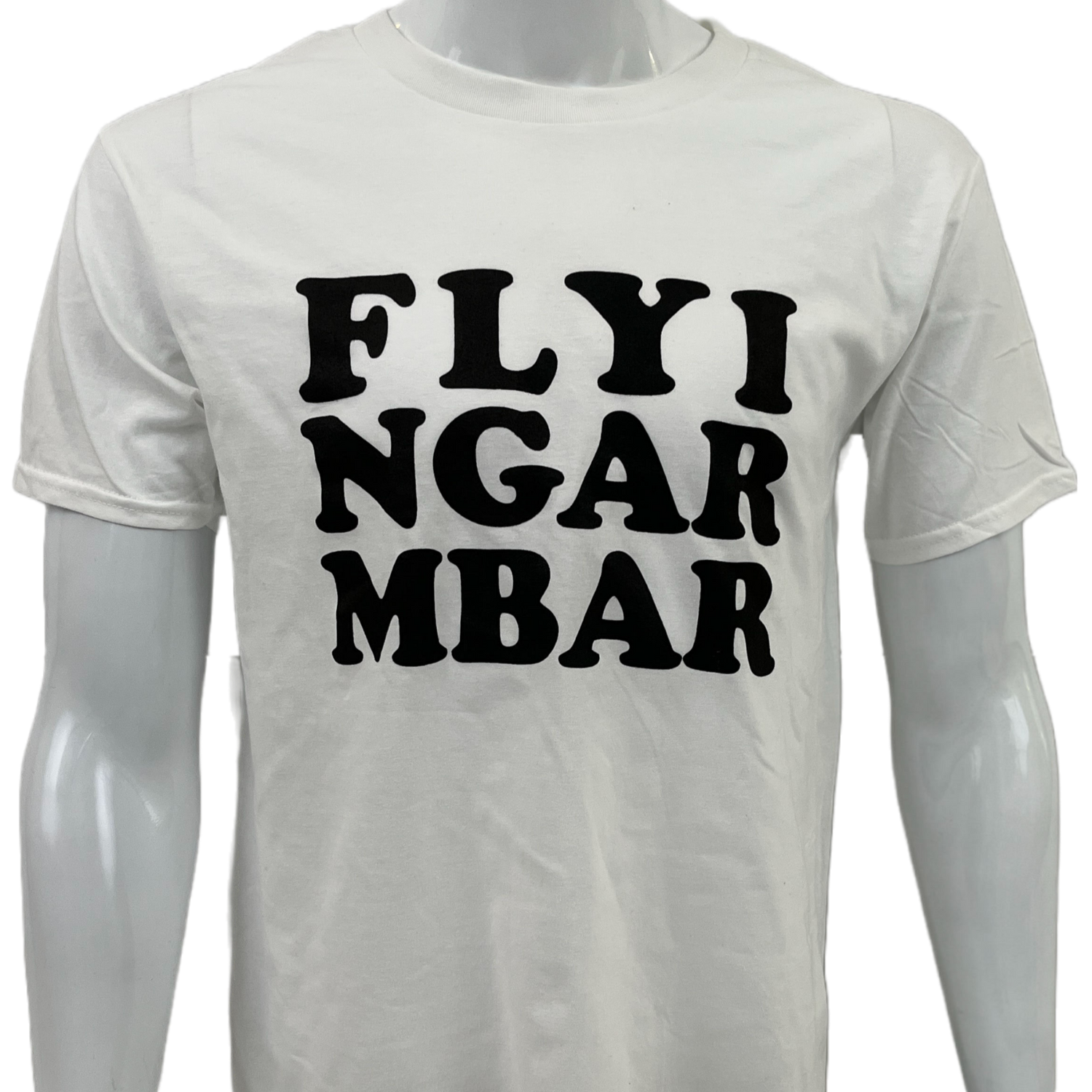 flying armbar white tshirt black lettering front view