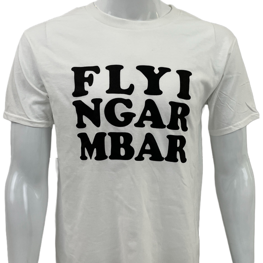 flying armbar white tshirt black lettering front view
