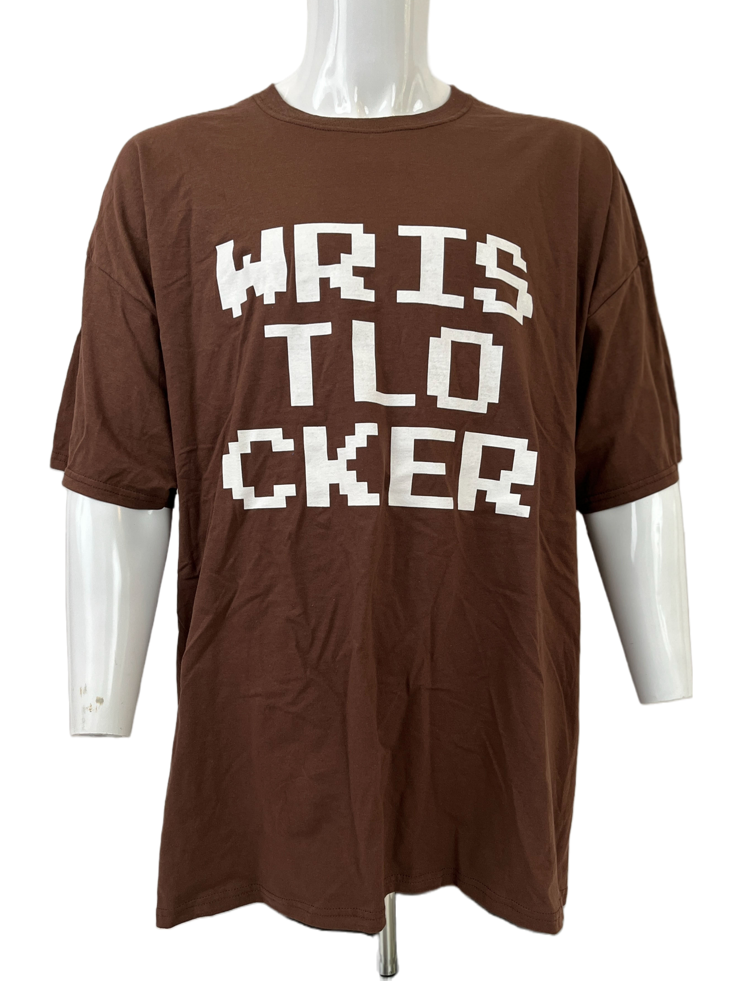 wristlocker 01 brown shirt white font front view