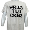wristlocker white shirt black font front view